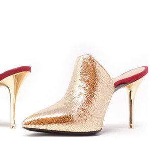 Enrico Cuini Francesca Cracked Gold Mules
